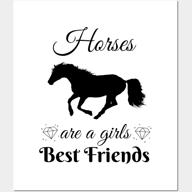 Horses Girls Best Friends Riding Equestrian Wall Art by Foxxy Merch